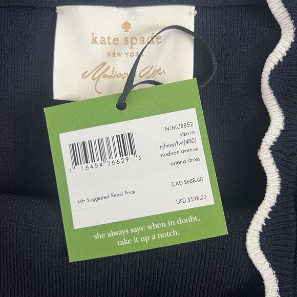 NWT Kate Spade x Madison Avenue Orlena Rich Navy White Scallop Dress - Picture 6 of 7